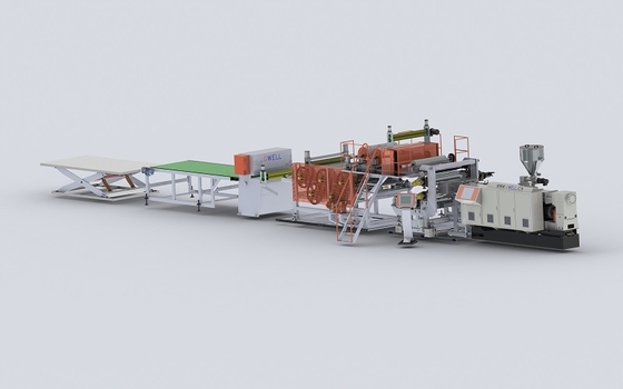 kaufen Zwillingsschraubende LVT Holz-Kunststoff-Boden-Extrusionslinie LVT Boden-Produktionsmaschine online manufacture