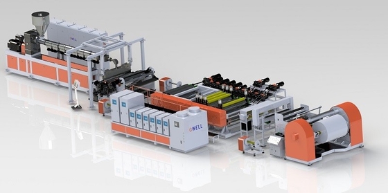 kaufen Drei Schichten gegossenen Streckfilm Extrusionslinie Steinpapiermaschine online manufacture